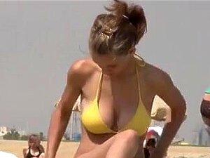 Beach voyeur films breast