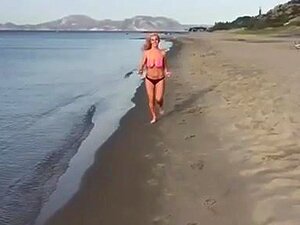 This beach is like a heaven for oiled big tit hunter